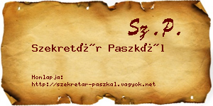 Szekretár Paszkál névjegykártya